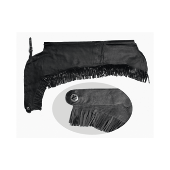 Western Chaps | Glat Skind m./ Frynser | Black