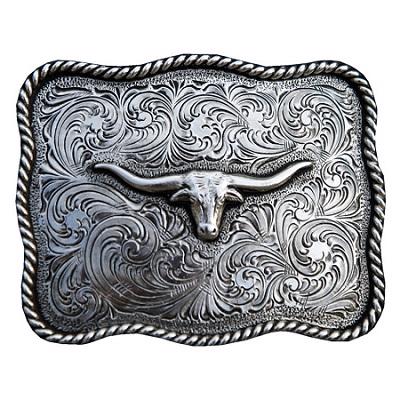 Belt Buckle - Silver Steer Head