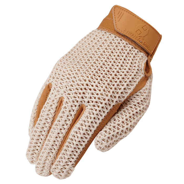 Heritage | Crochet Riding Gloves | Tan