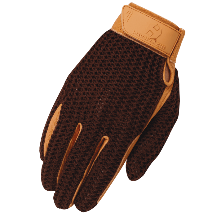 Heritage | Crochet Riding Gloves | Brown