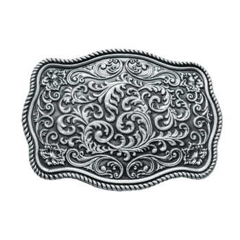 Belt Buckle - Silver Floral