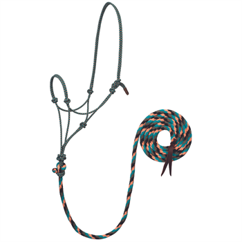 ECOLUXE Rope Halter w/ Lead |  Black/Charcoal/Turquoise/Cantaloupe